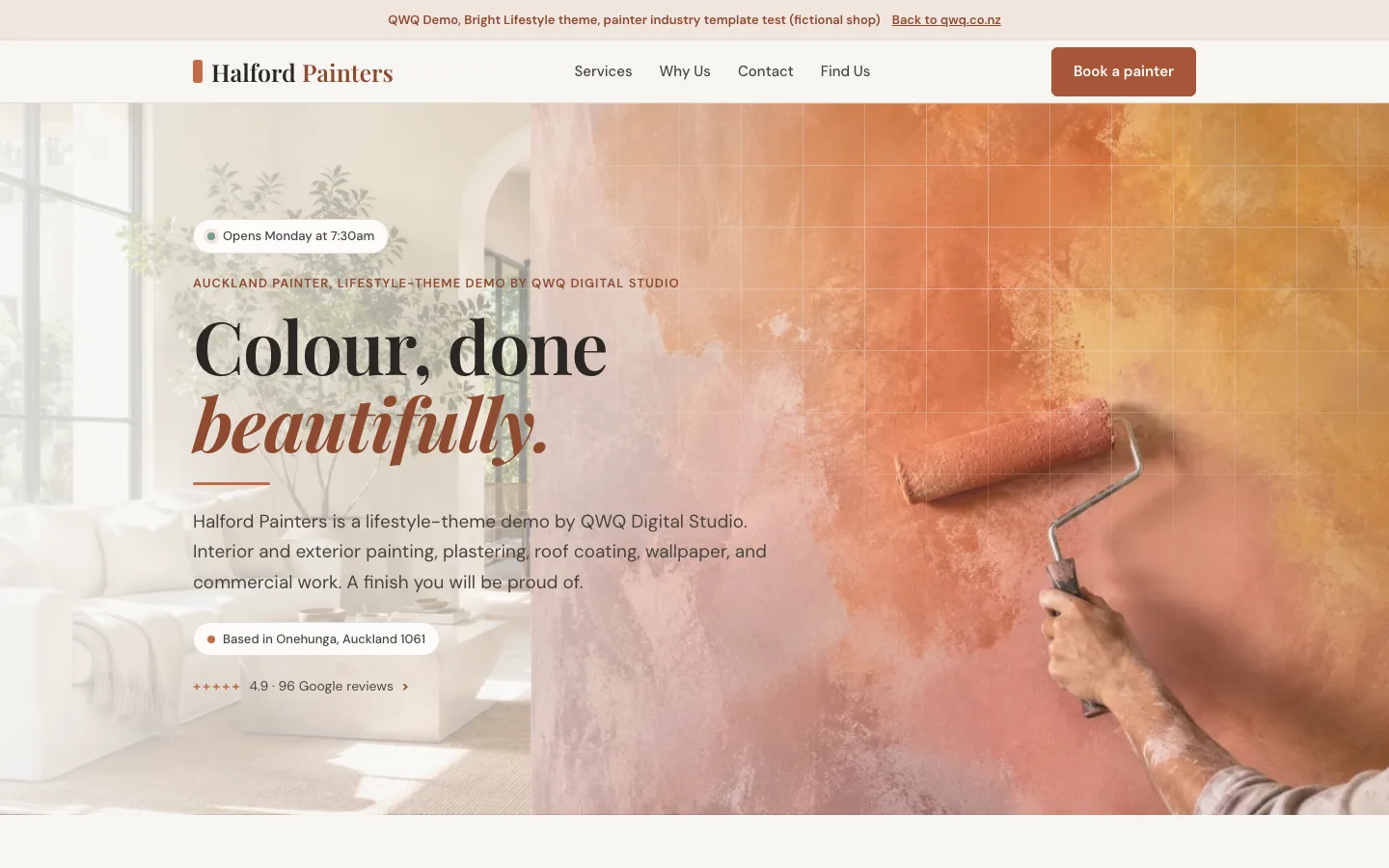 Lifestyle style sample website, desktop view